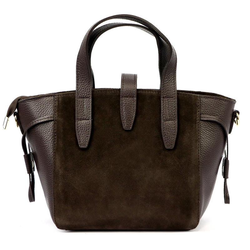 Luka Skórzany damski kuferek torebka do ręki z dopinanym paskiem elegancki