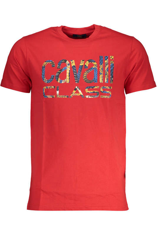 T-SHIRT MĘSKI Z KRÓTKIM RĘKAWEM KLASY CAVALLI CZERWONY