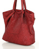 Oryginalna torebka pleciona damska skórzany shopper bag - MARCO MAZZINI bordowy czerwony