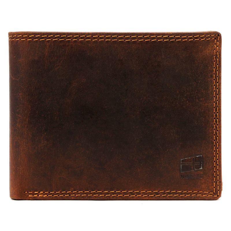 Nordee męski poziomy portfel skóra naturalna kompaktowy i pojemny
