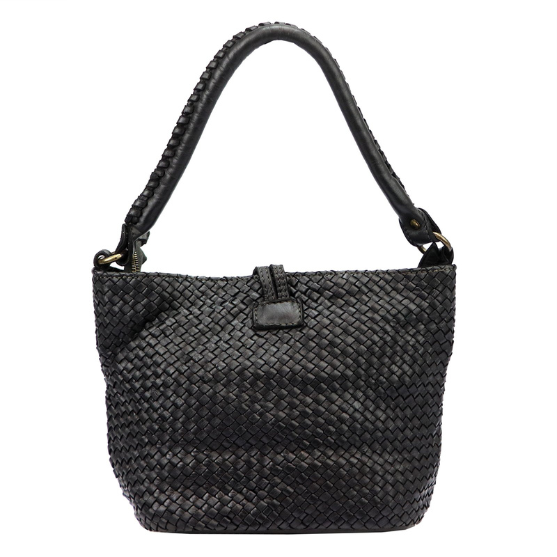 Pleciona damska torebka na ramię z kieszeniami ze skóry naturalnej VS