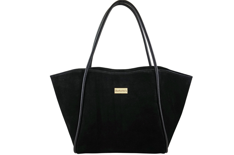 Barberinis - torebka duża zamszowa na ramię - Czarna