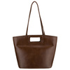 Brązowa shopperka damska wykonana ze skóry ekologicznej, jednokomorowa i zamykana suwakiem - Peterson