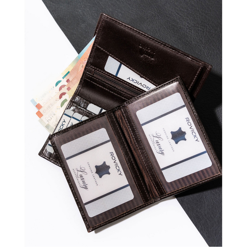 Skórzany męski portfel Rovicky N74-RVT RFID
