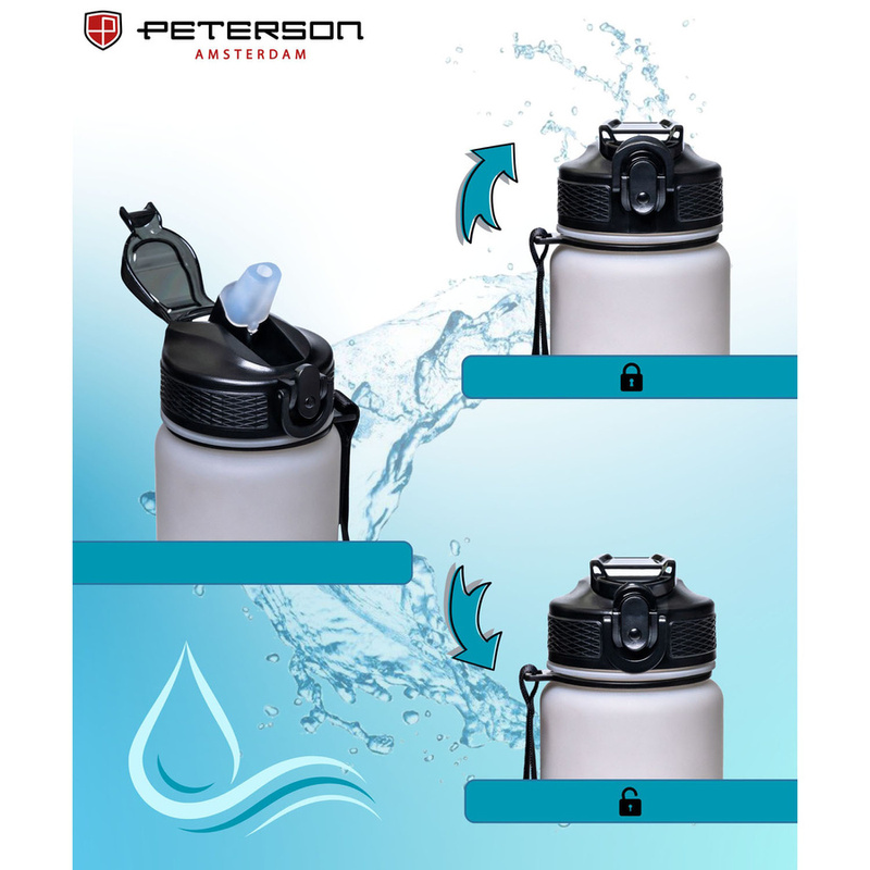 Bidon o pojemności 1000ml w biało-czarnym kolorze ze słomką - Peterson