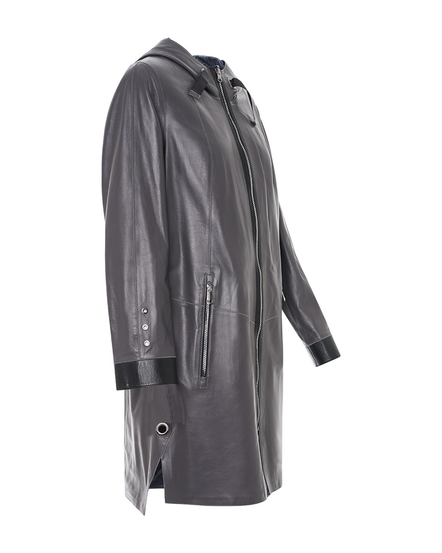 Bukowski Dwustronna damska kurtka skóra naturalna długa z kapturem