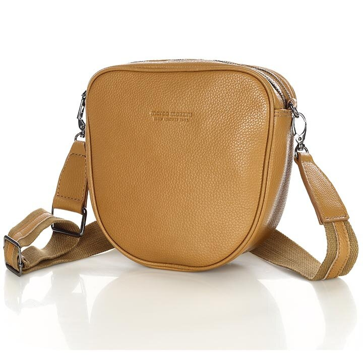 Torba skórzana na dwa zamki crossbody camera bag - MARCO MAZZINI brąz ciemny