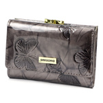 Gregorio damski portfel lakierowany skórzany pojemna portmonetka w motyle