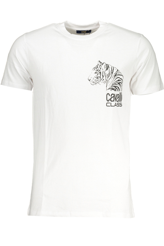 T-SHIRT MĘSKI Z KRÓTKIM RĘKAWEM KLASY CAVALLI BIAŁY