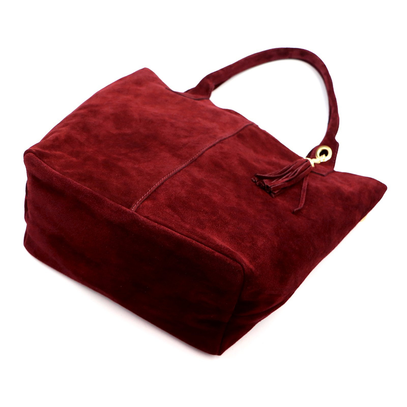 Vera Pelle zamszowa damska shopperbag skóra naturalna torebka na ramię