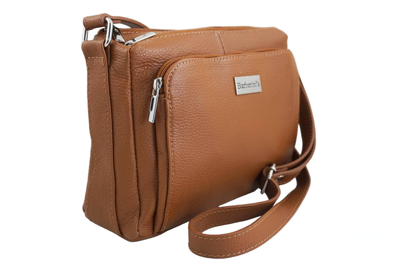 Listonoszka skórzana z kieszeniami - Brązowa jasna