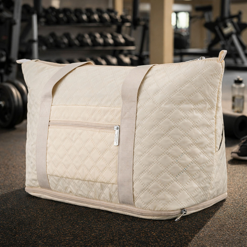 Beżowa, treningowa torba wykonana z poliestru, jednokomorowa - Peterson