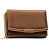 Brązowy portfel damski ze skóry ekologicznej zamykany na zatrzask i suwak - Peterson