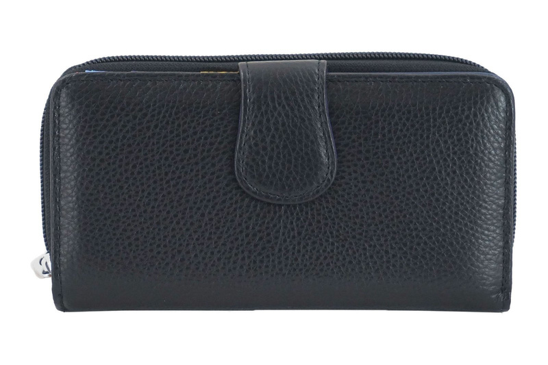 Kolorowy portfel skórzany damski - Czarny