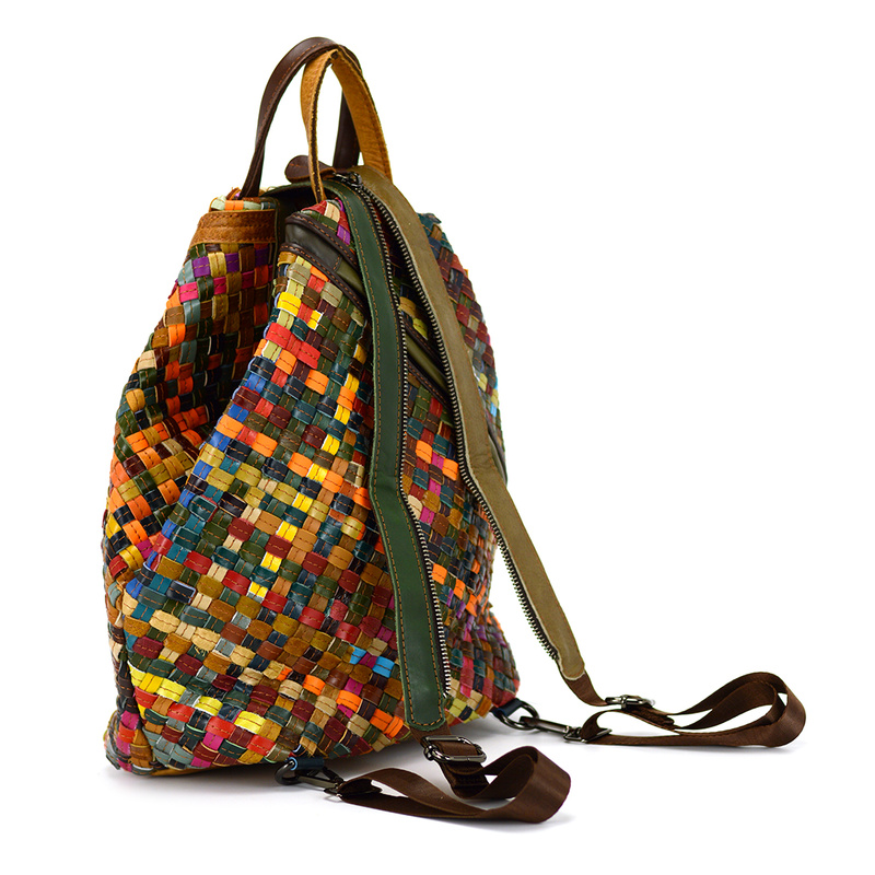 Skórzany pojemny damski torebka i plecak w mozaikę