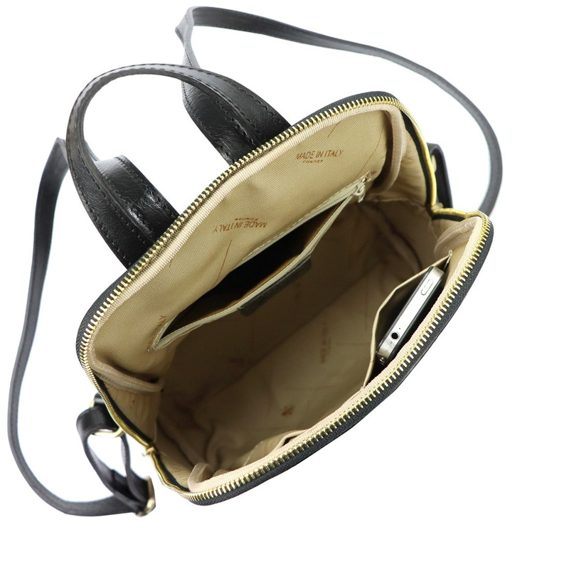 Florence Miejski Damski plecak skóra naturalna z kieszeniami na suwak