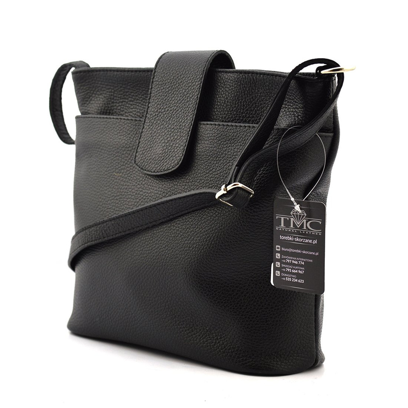 Skórzana damska listonoszka zapinana przez ramię