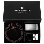 Meski zestaw prezentowy skóra naturalna Peterson PTN KL-B005-S001 BLACK-BROWN