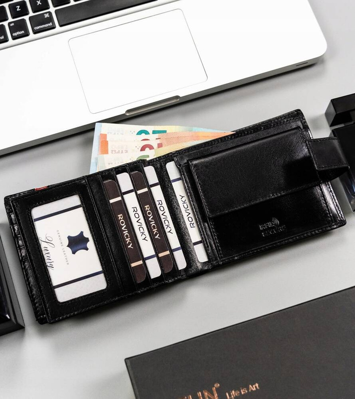 Elegancki skórzany portfel męski Rovicky z RFID