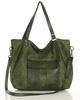 Duża torebka pleciona na ramię shopperka skórzana - MARCO MAZZINI zielona