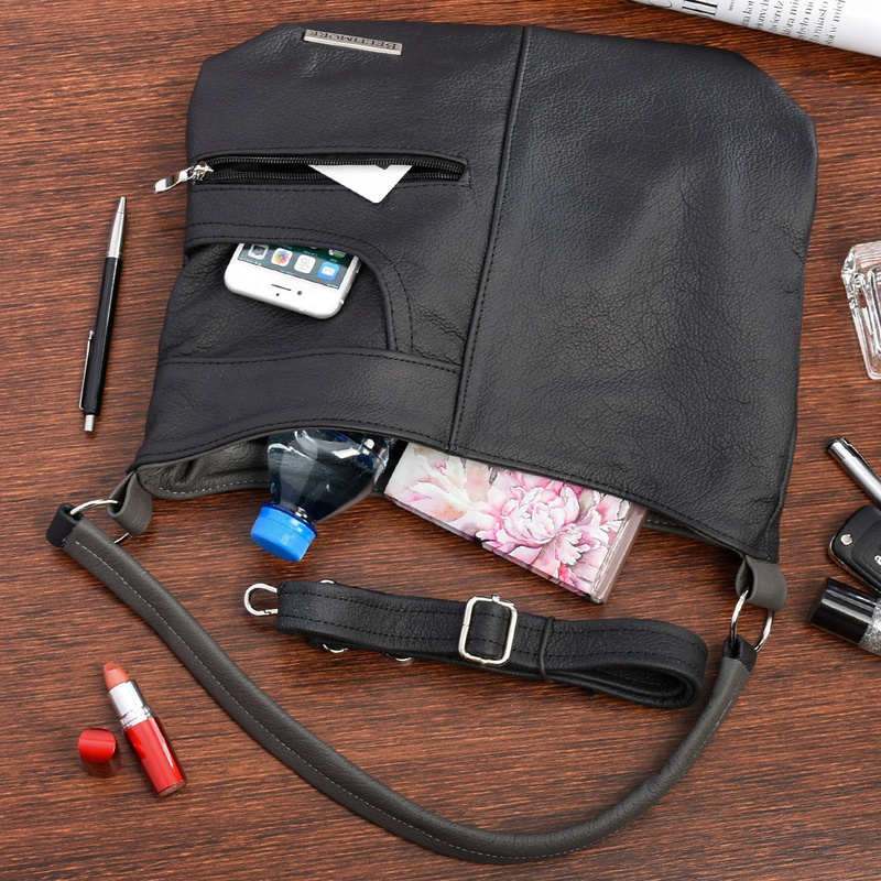 Czarna Beltimore skórzana torebka damska premium H08