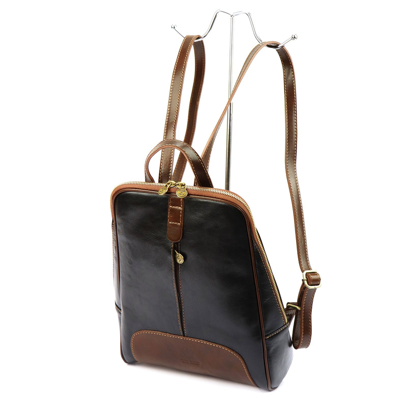 Florence Miejski Damski plecak skóra naturalna z kieszeniami na suwak