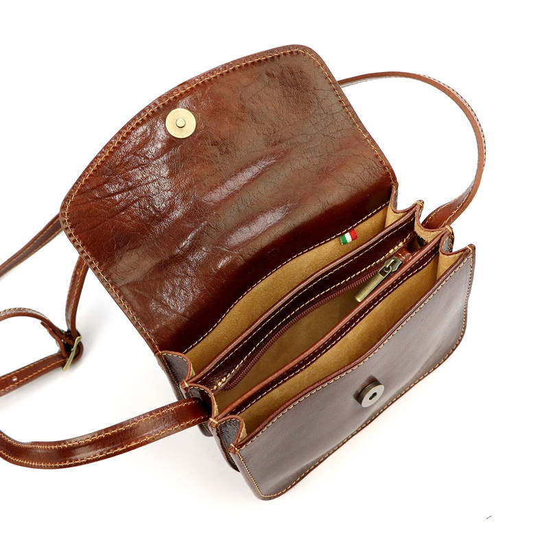 Florence Skórzana listonoszka na ramię 3 komory zamykana klapą elegancka