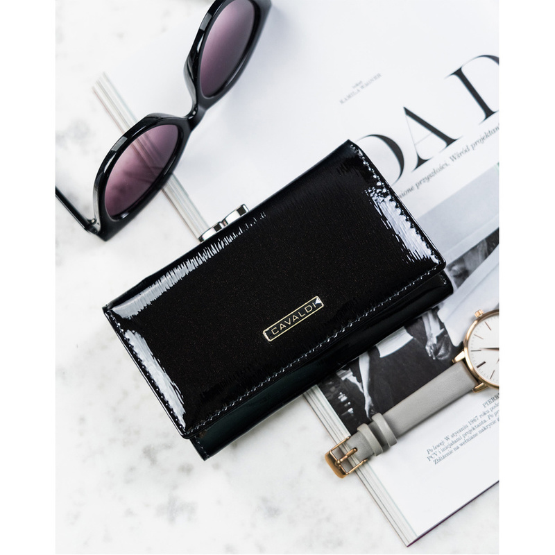 4U Cavaldi Lakierowany Duży portfel damski ze skóry naturalnej portmonetka