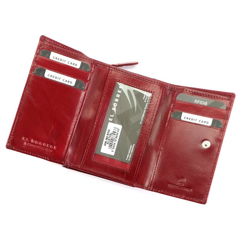 EL FORREST damski portfel skóra naturalna portmonetka na zatrzask RFID