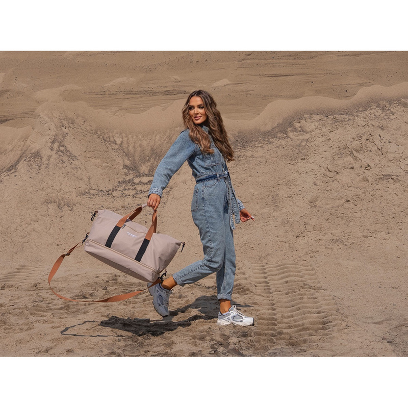 Beżowa, wodoodporna torba podróżna z poliestru - Peterson