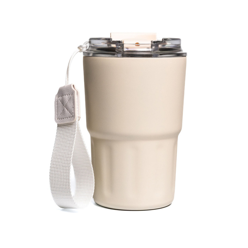 Kubek termiczny ze stali nierdzewnej w beżowym kolorze z podwójnymi ściankami - Peterson