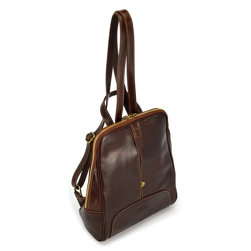 Florence Miejski Damski plecak skóra naturalna z kieszeniami na suwak