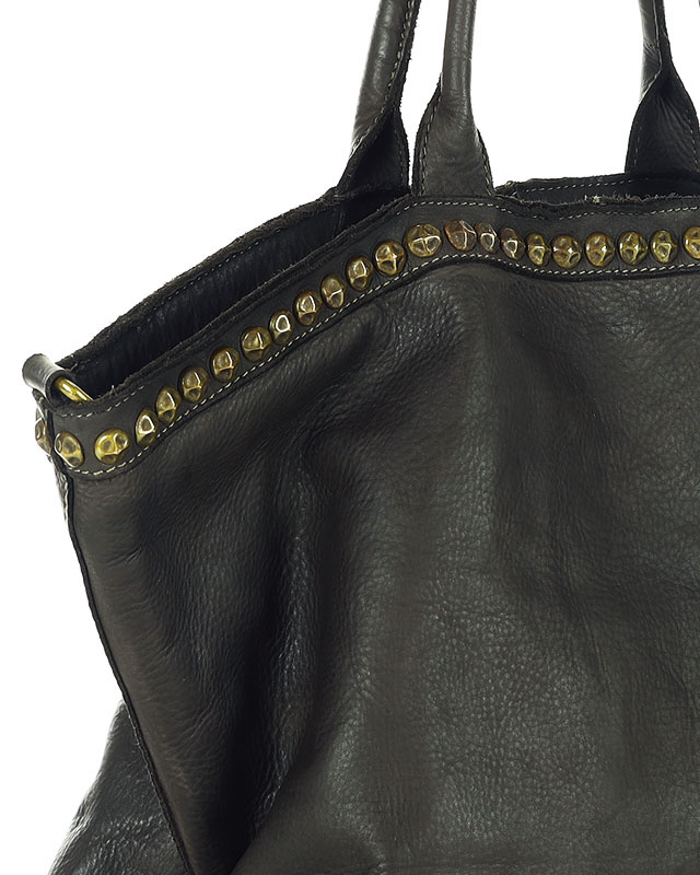 Duża torebka skórzana oversize style shopper bag - MARCO MAZZINI czarny