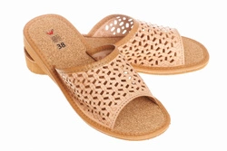 Wójciak Podhale damskie kapcie domowe skóra naturalna korek otwarty palec