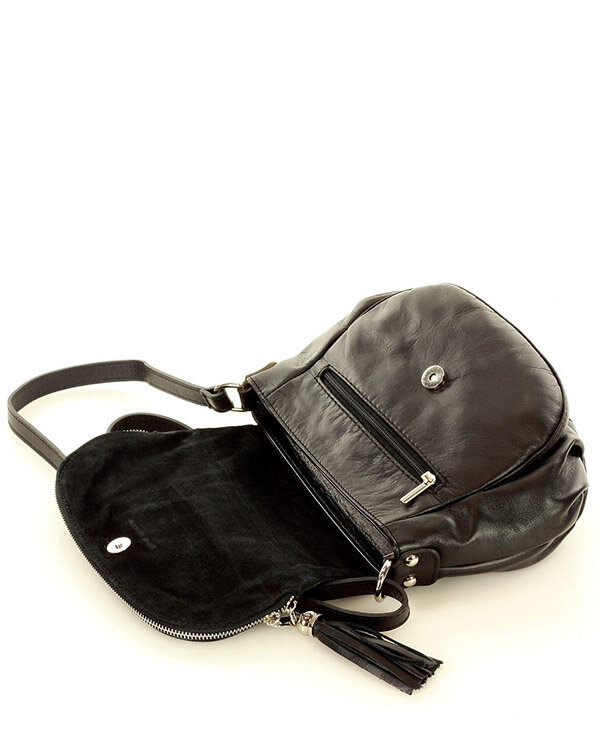 Torba listonoszka damska skórzana - MARCO MAZZINI savage czarny