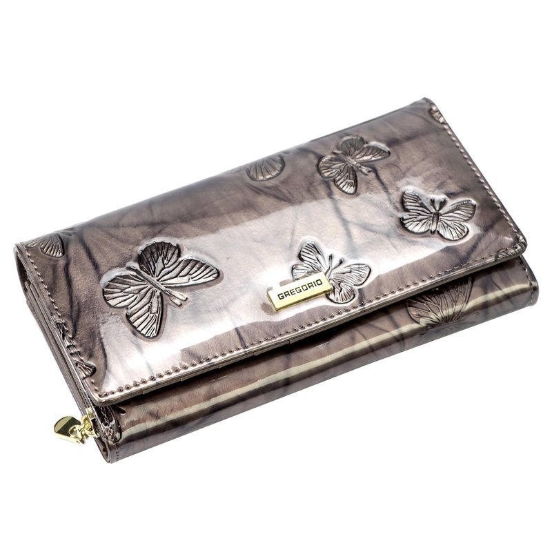 Gregorio damski portfel klasyczny podłużny duża portmonetka lakierowana