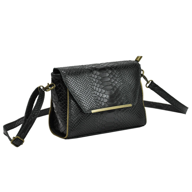 Vera Pelle damska listonoszka skórzana torebka na ramię skóra krokodyla