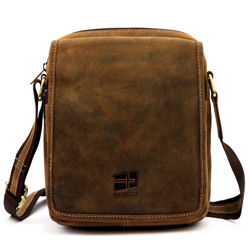 Nordee męska saszetka skóra naturalna torba miejska na ramię z kieszeniami
