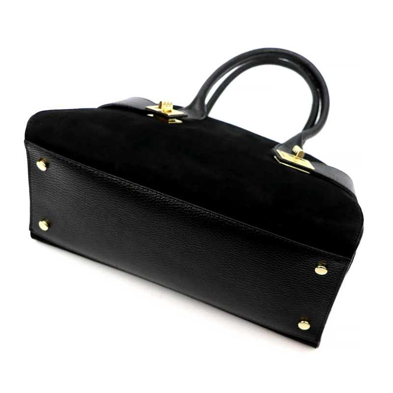 Vera Pelle damska torebka na ramię skóra naturalna i zamsz listonoszka