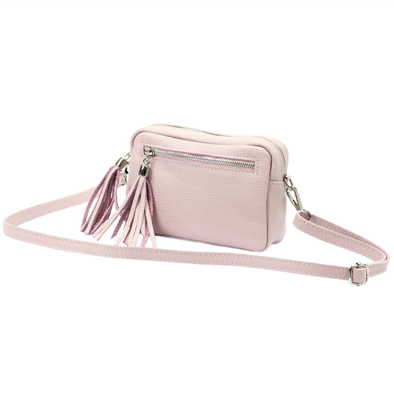 Damska listonoszka torebka Skórzana z brelokiem frędzlem i kieszeniami Luka