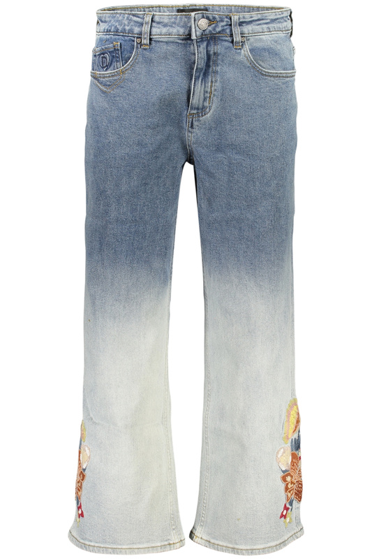 Damskie jeansy culotte Desigual z kwiatowym haftem