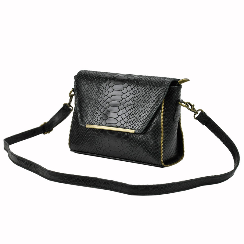 Vera Pelle damska listonoszka skórzana torebka na ramię skóra krokodyla