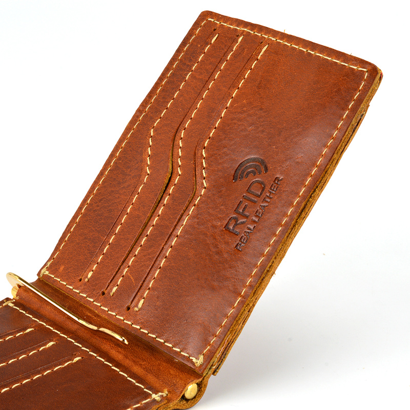 Etui na karty, mały męski skórzany portfel z RFID