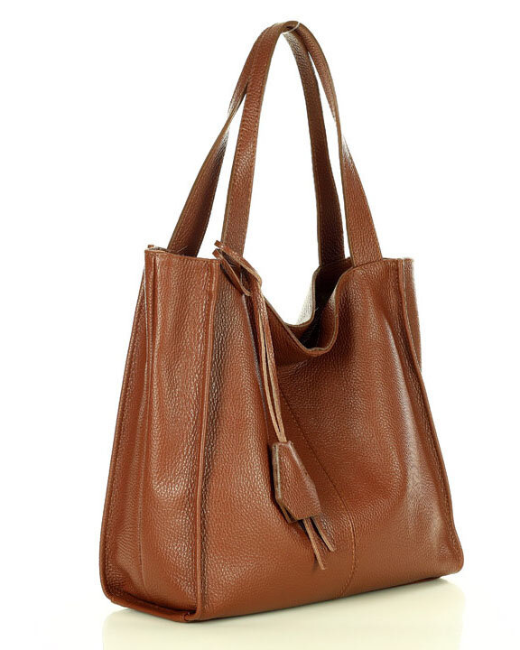 Modna torebka damska skórzany shopper bag - MARCO MAZZINI Portofino Max brąz