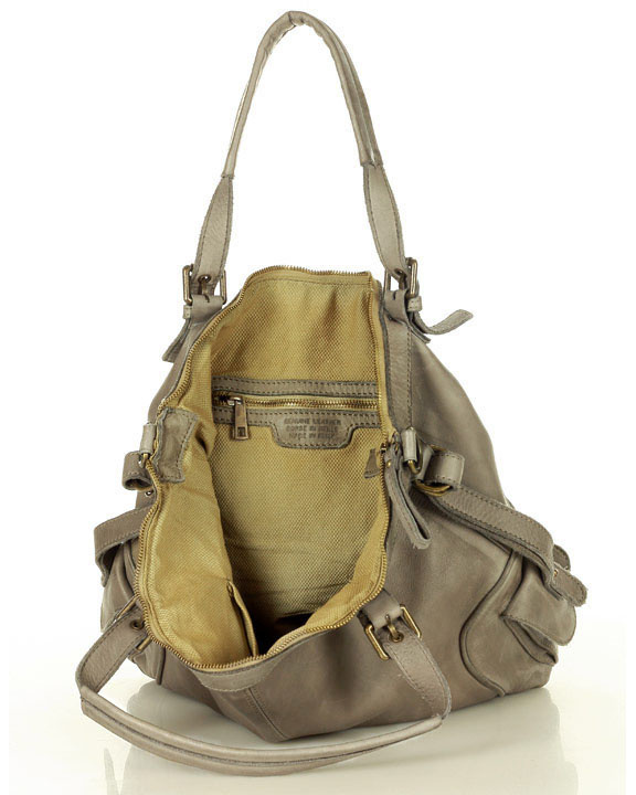 MARCO MAZZINI Miejska torba skórzana z regulowaną rączką old leather handmade beż cappucino