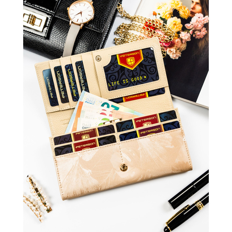 skóra naturalna + Damski portfel ze skóry ekologicznej Peterson PTN PS122-MLF