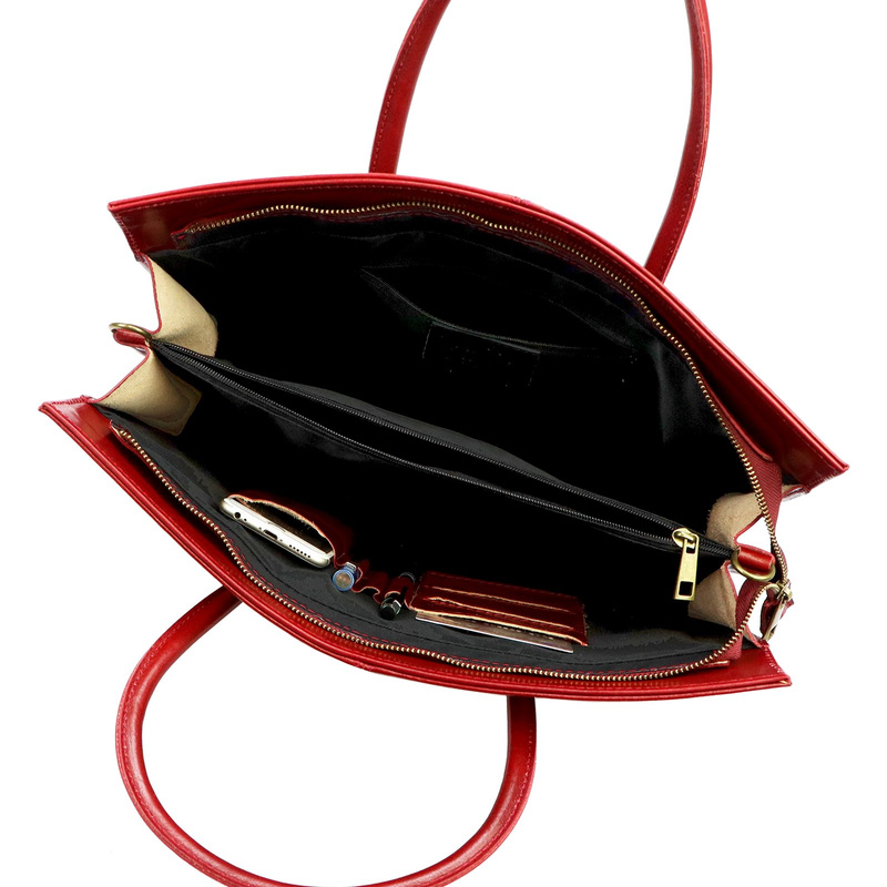 Florence damski kuferek skóra naturalna duża torebka z organizerem paskiem