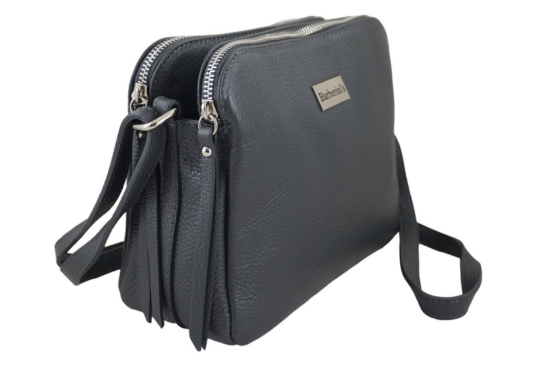 Torebka skórzana damska włoska - Szara ciemna