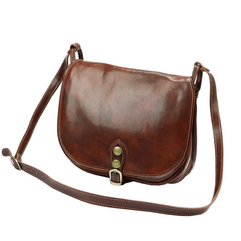 Florence skórzana damska listonoszka torebka na ramię dwukomorowa