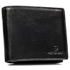 Poziomy portfel męski ze skóry naturalnej w czarnym kolorze w zestawie z brelokiem - Peterson